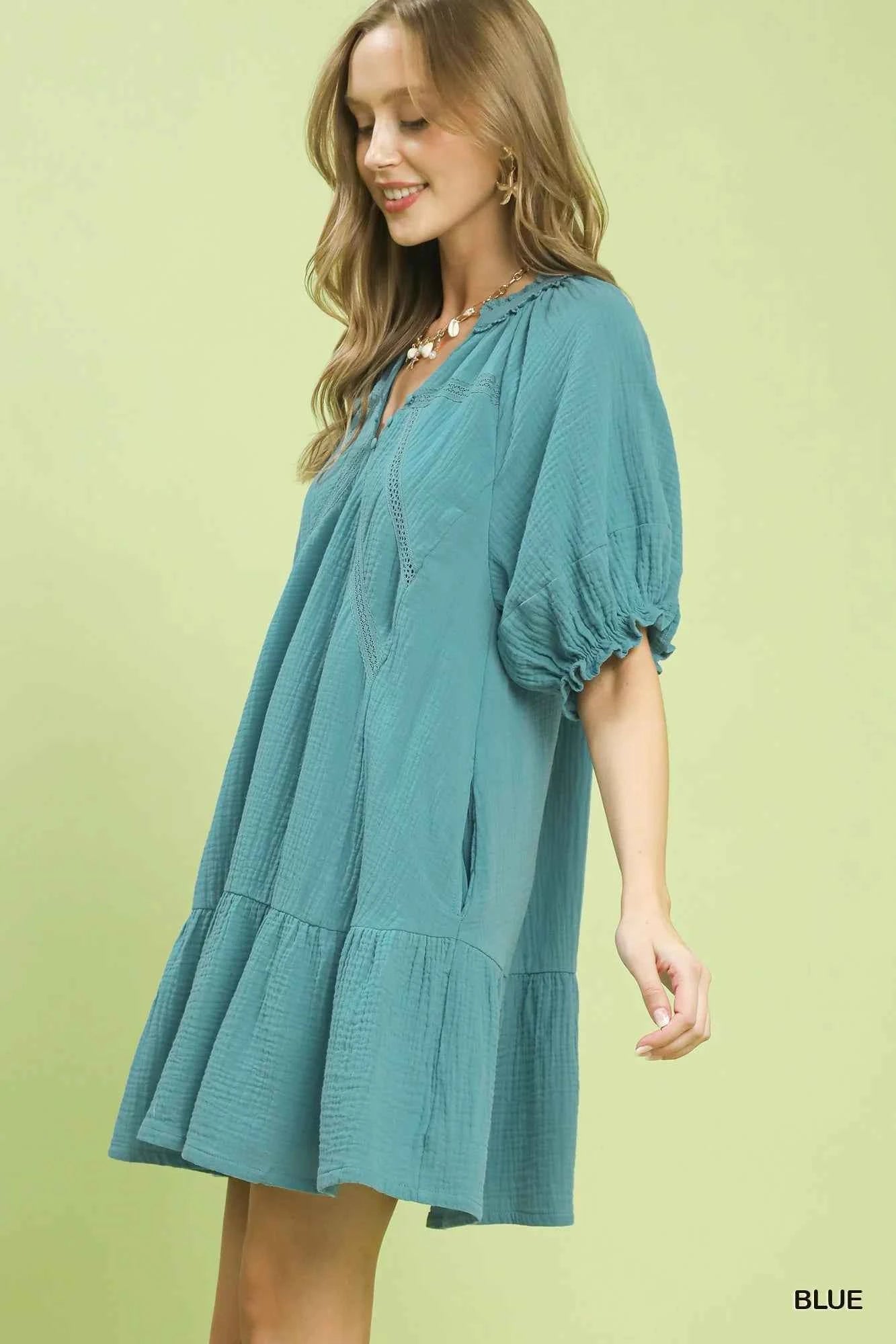 Umgee Cotton Gauze Mini Dress