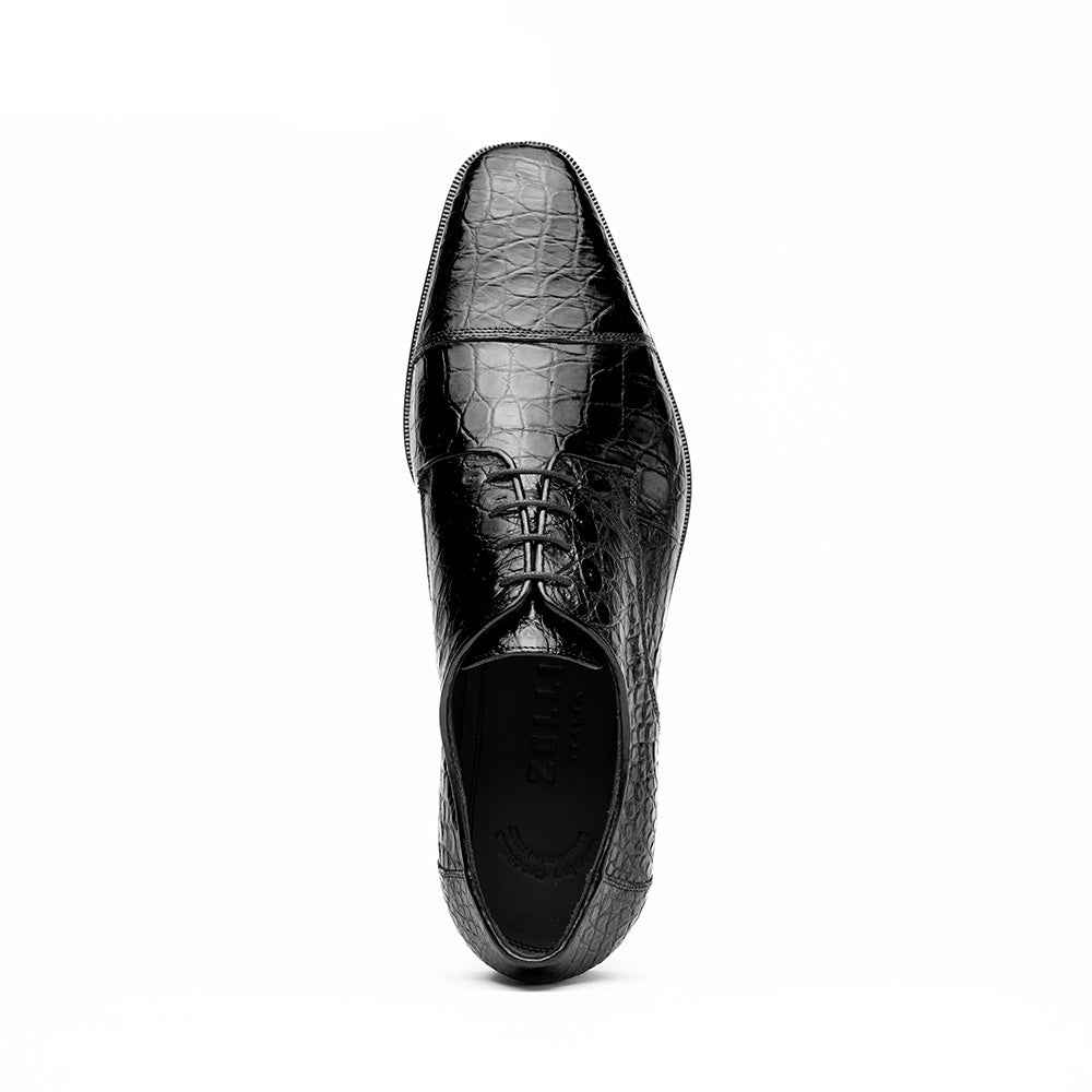 21-532-BKM ANDREA Crocodile Lace Up, Black