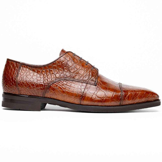 21-532-CGM ANDREA Crocodile Lace Up, Cognac