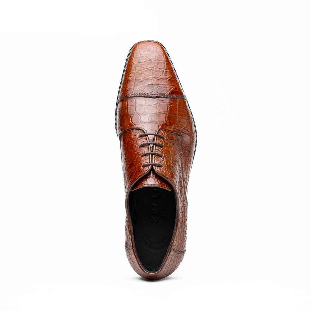 21-532-CGM ANDREA Crocodile Lace Up, Cognac