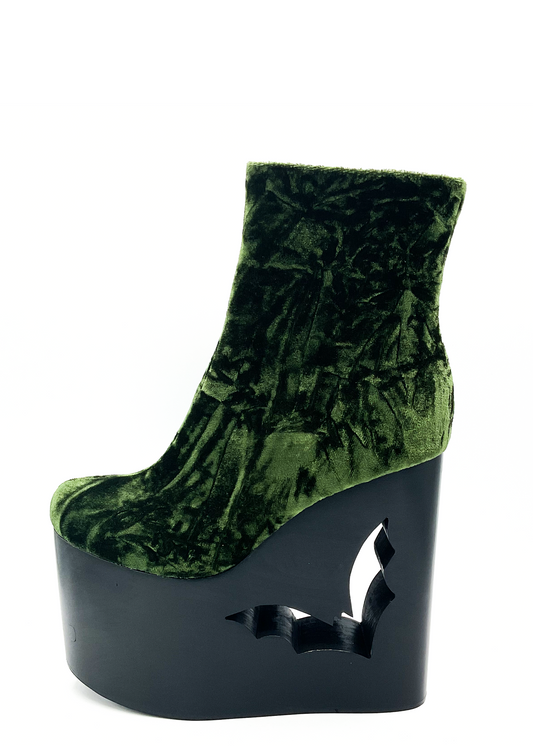 Deadwood Moss Velvet Wedge Boot - JUSTLUXURY