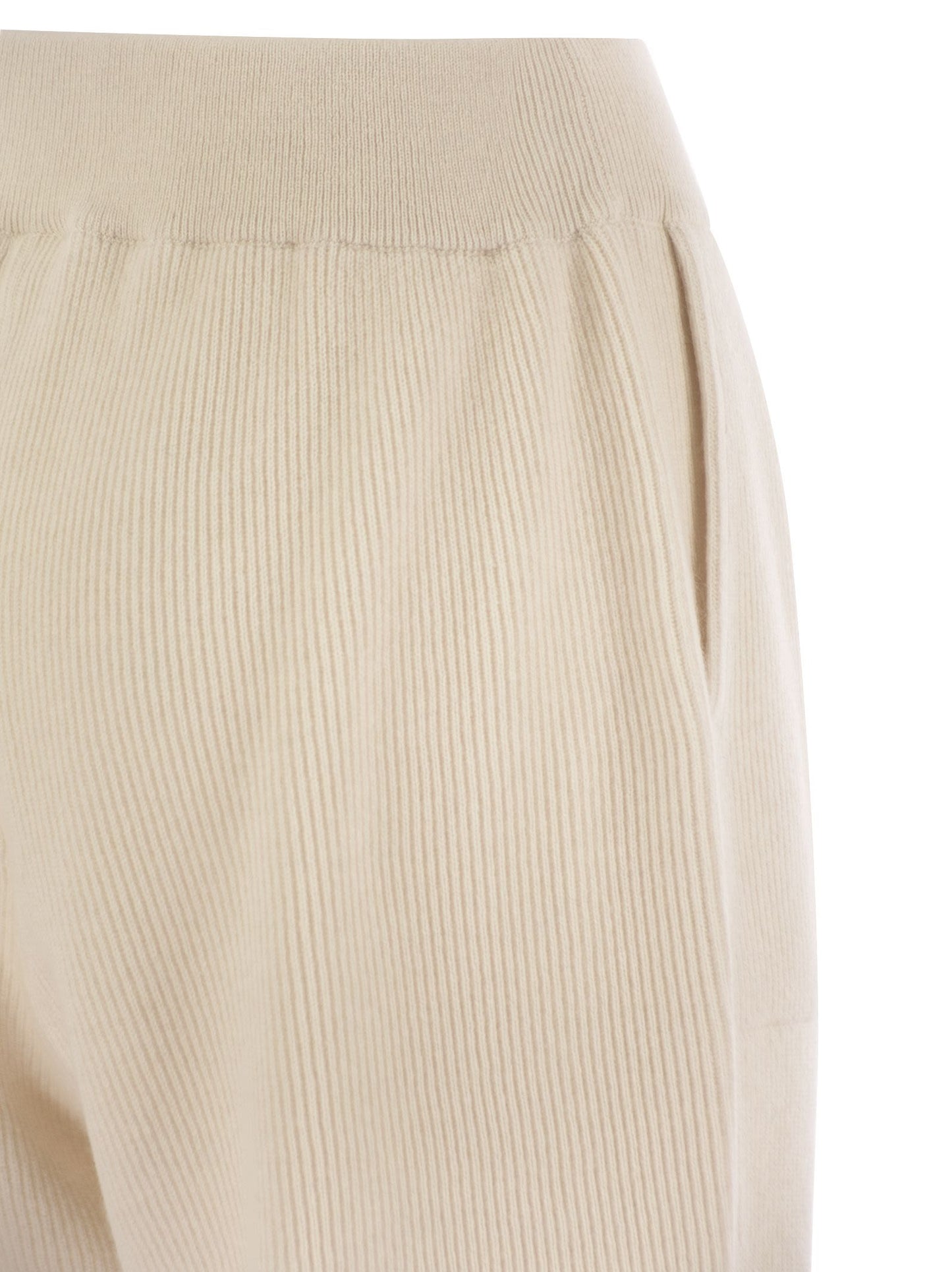 Brunello Cucinelli Women English Rib Cashmere Knit Trousers