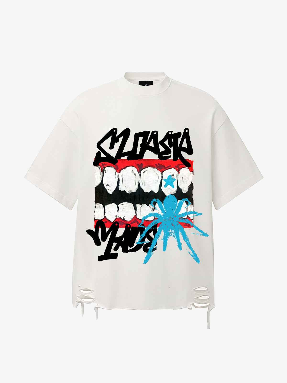 Distressed Graffiti Mouth Graphic T-Shirt