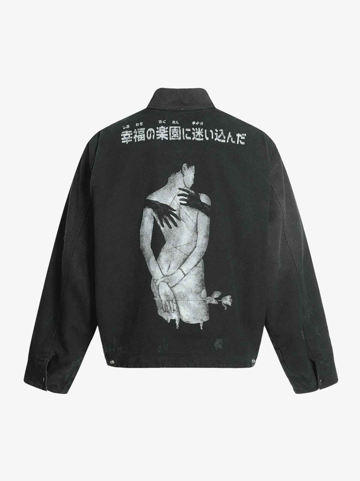 Vintage Washed Character Graphic Jacket