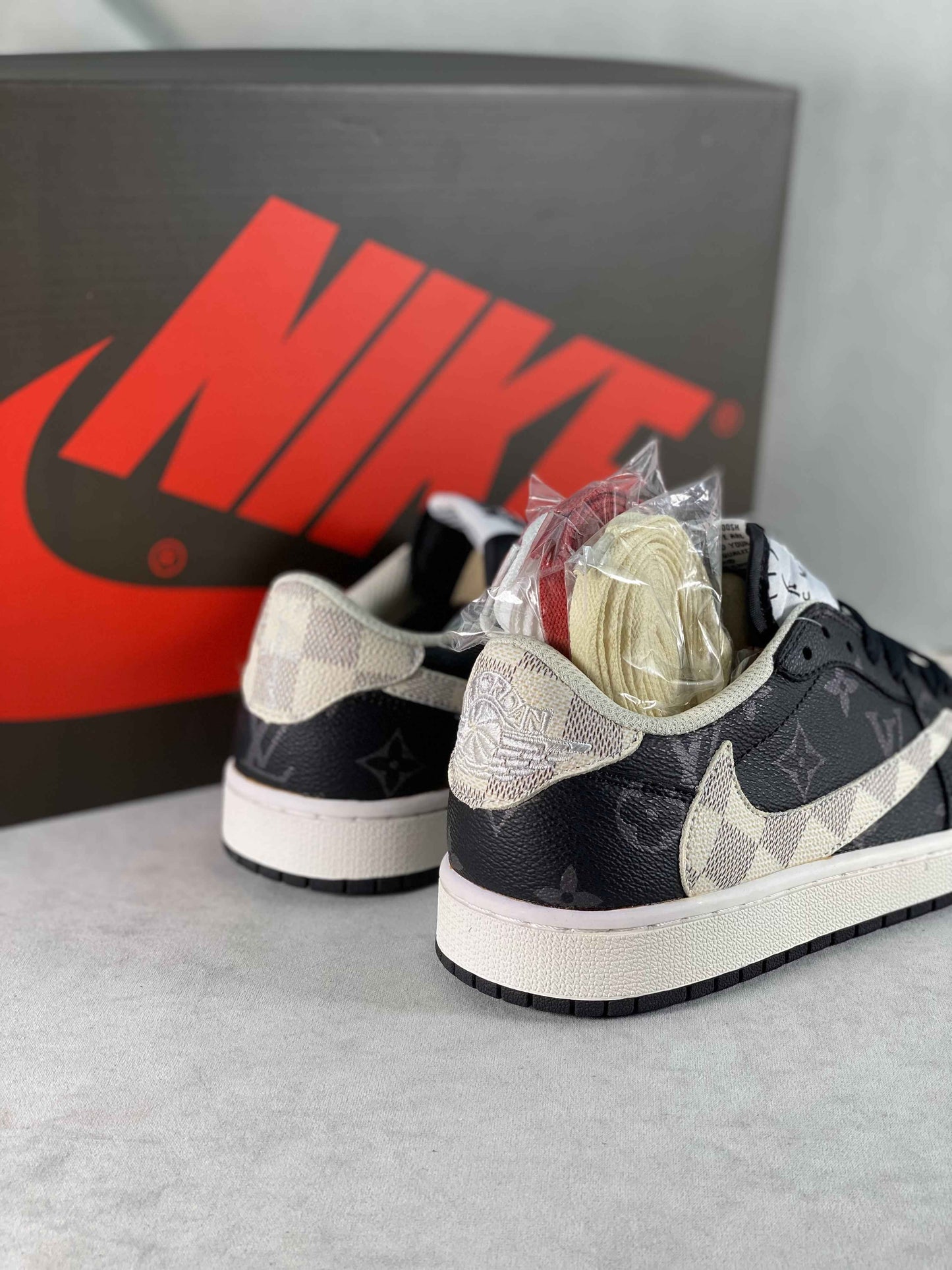 Custom Travis Scott Fragment Air Jordan 1 Low TS x Monogram DM7866-512 SneakerNational