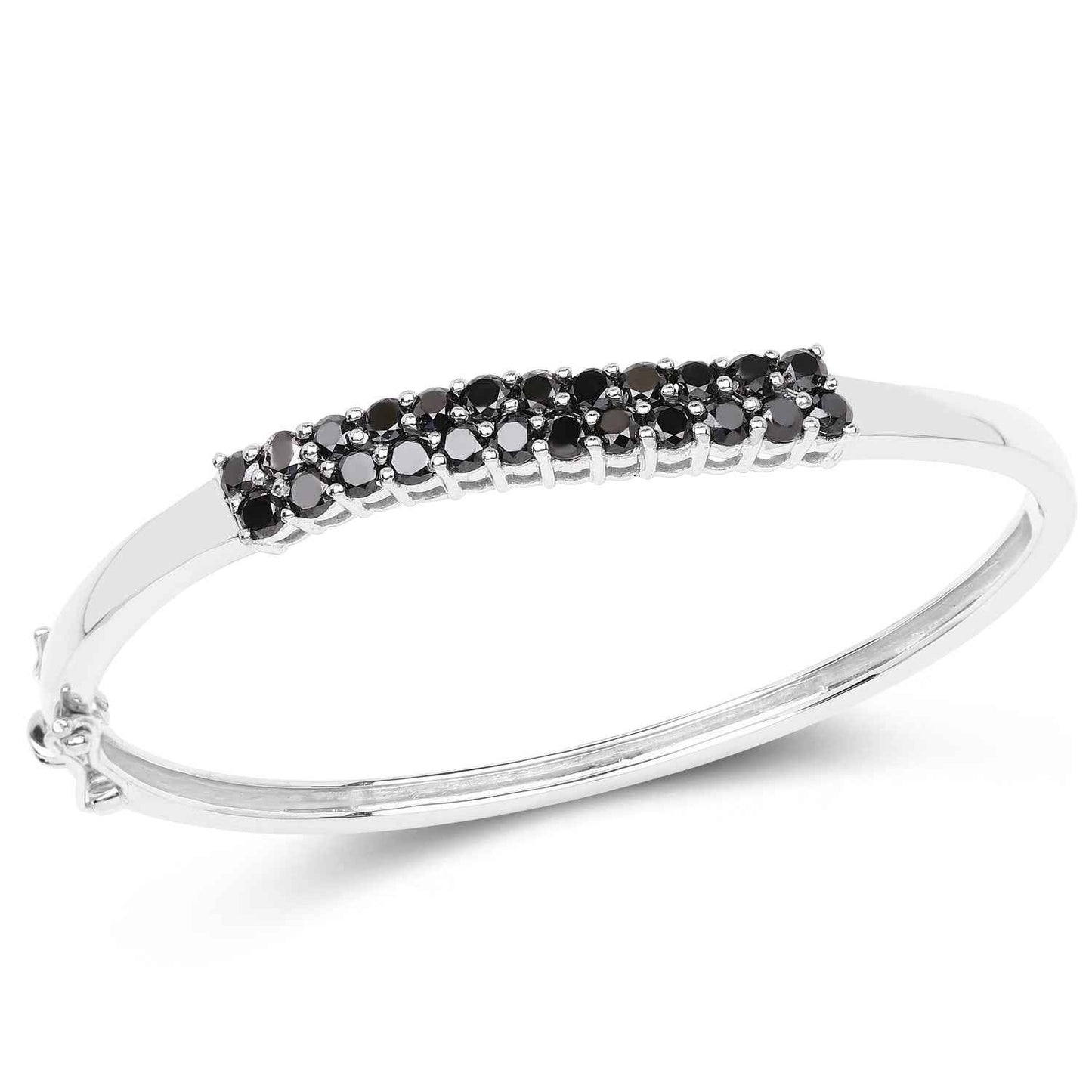 3.53 Carat Genuine Black Diamond .925 Sterling Silver Bangle