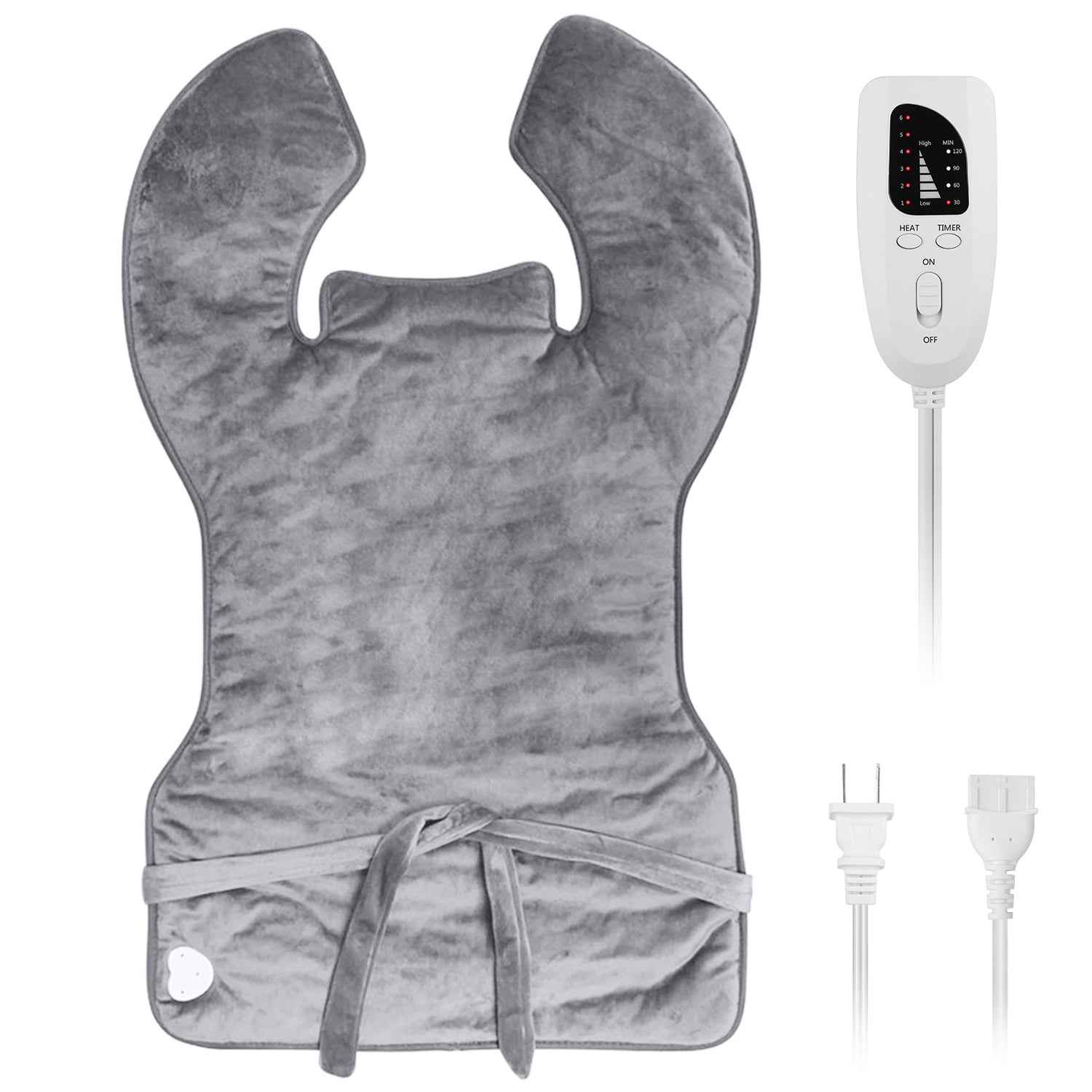 36.6x22in Electric Heating Wrap for Neck Shoulder Fast Heating Pad Mat Heated Neck Wrap for Back Pain Relief with 6 Temperature Settings 4 Timer Modes