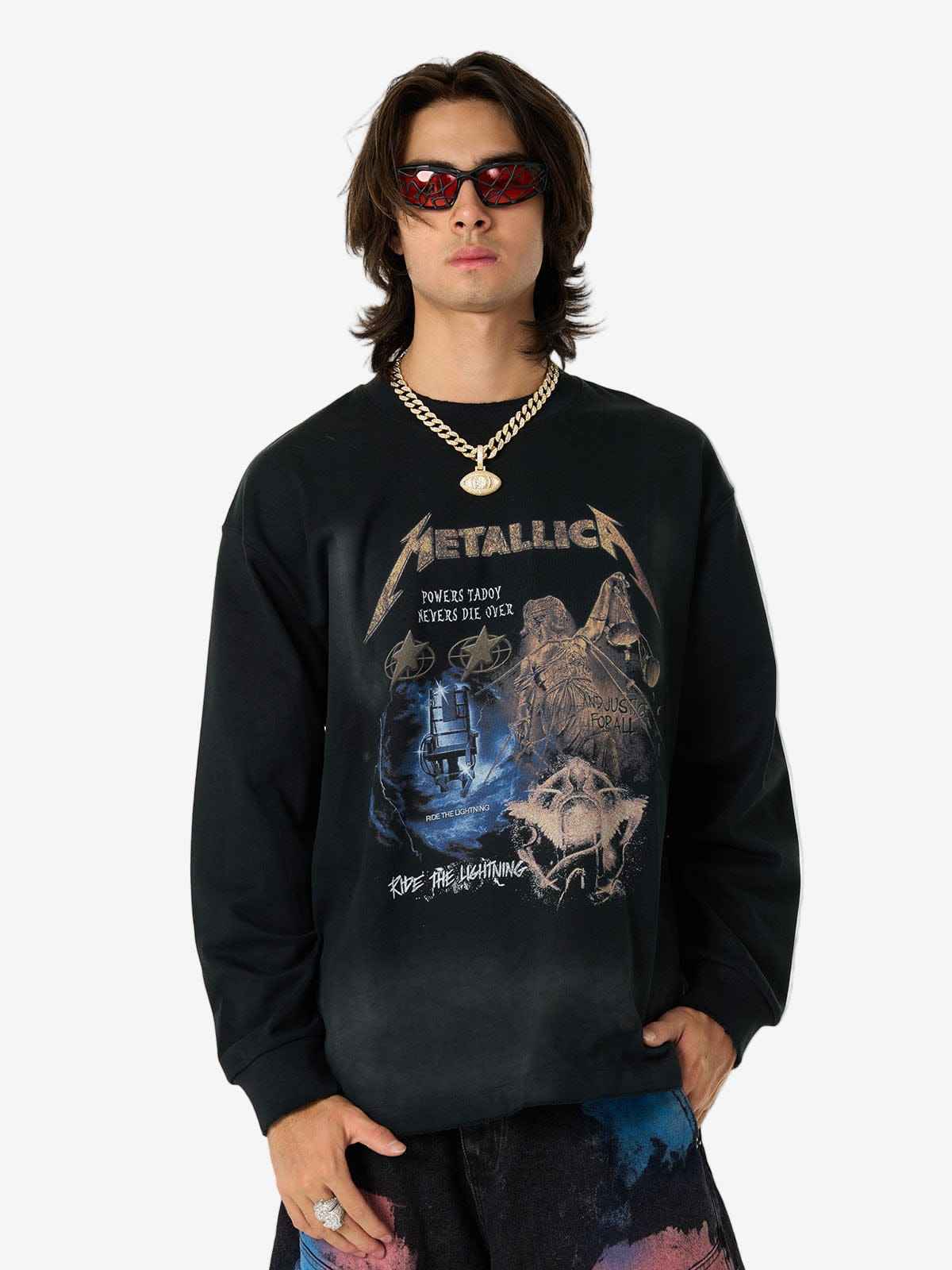 Long Sleeve Metallica Distressed