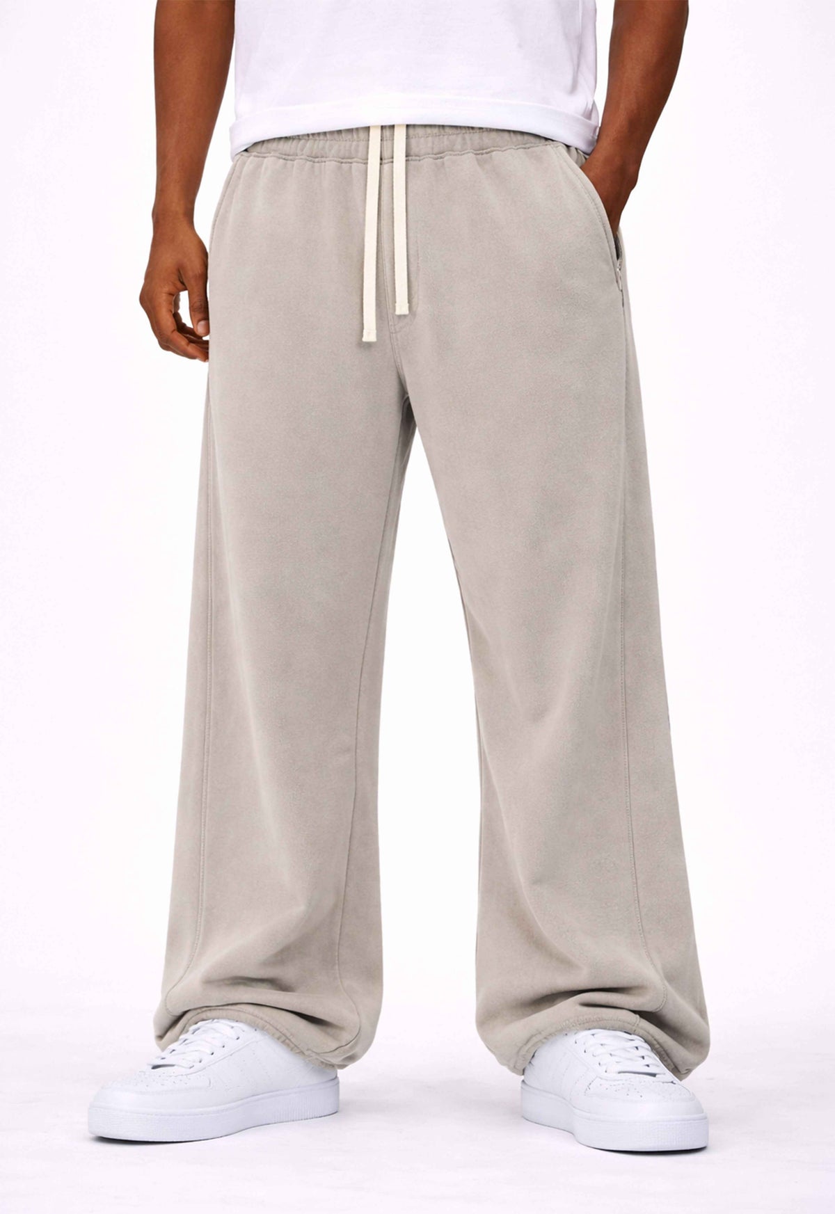 BEIGE PANEL SWEATPANTS