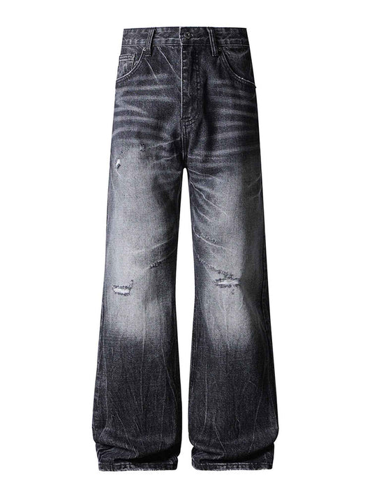 BLACK DISTRESSED BOOTCUT DENIM
