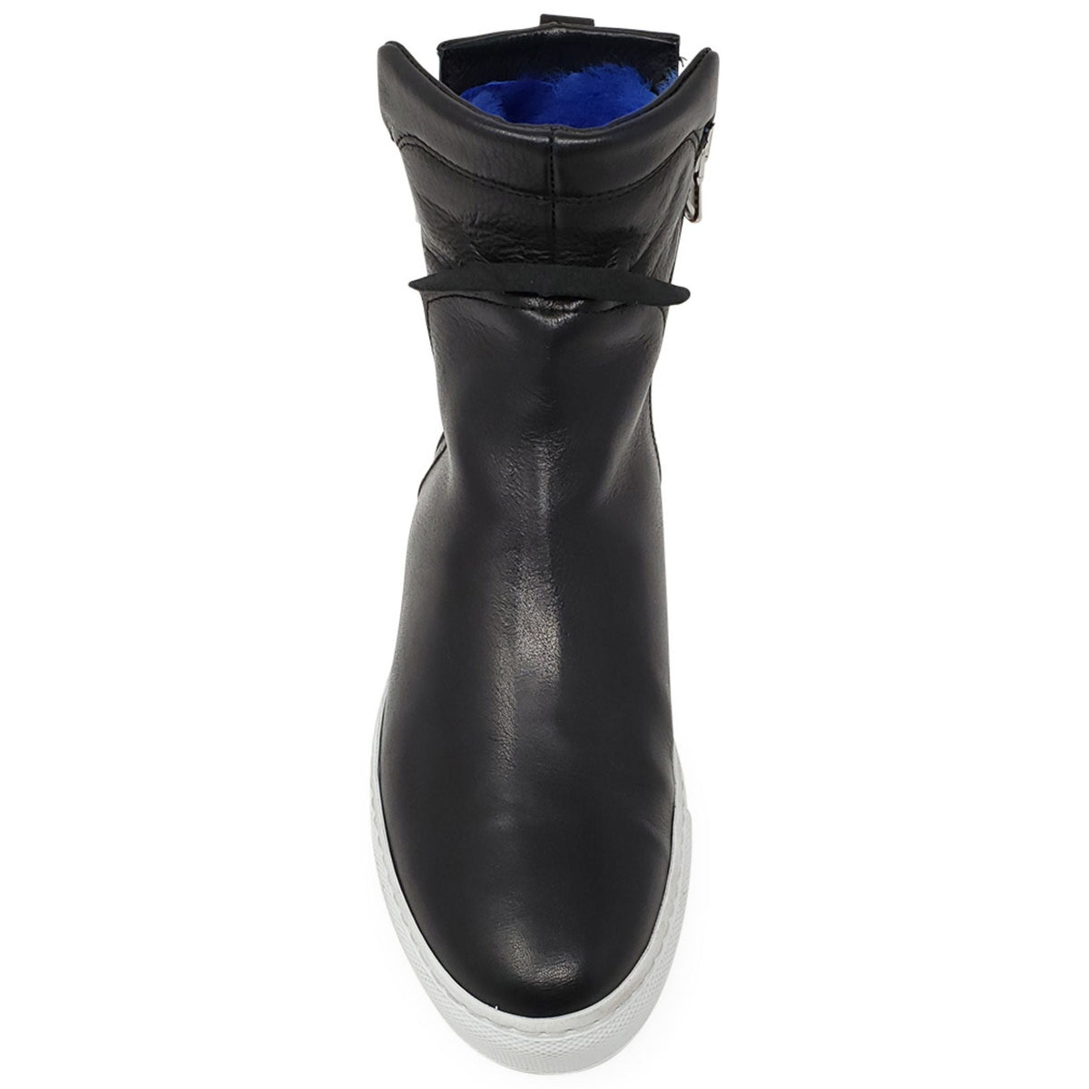Black Leather Double Zip Shearling Boot - JUSTLUXURY