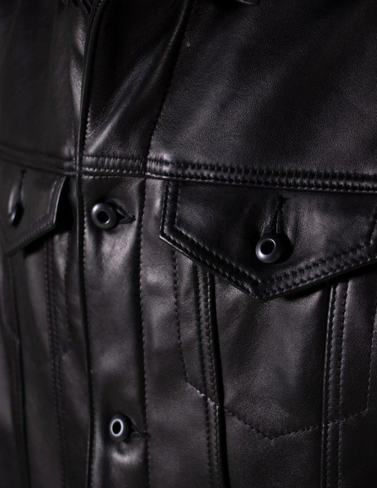 Men's Black Natural-Finish Cowhide Trucker Jacket