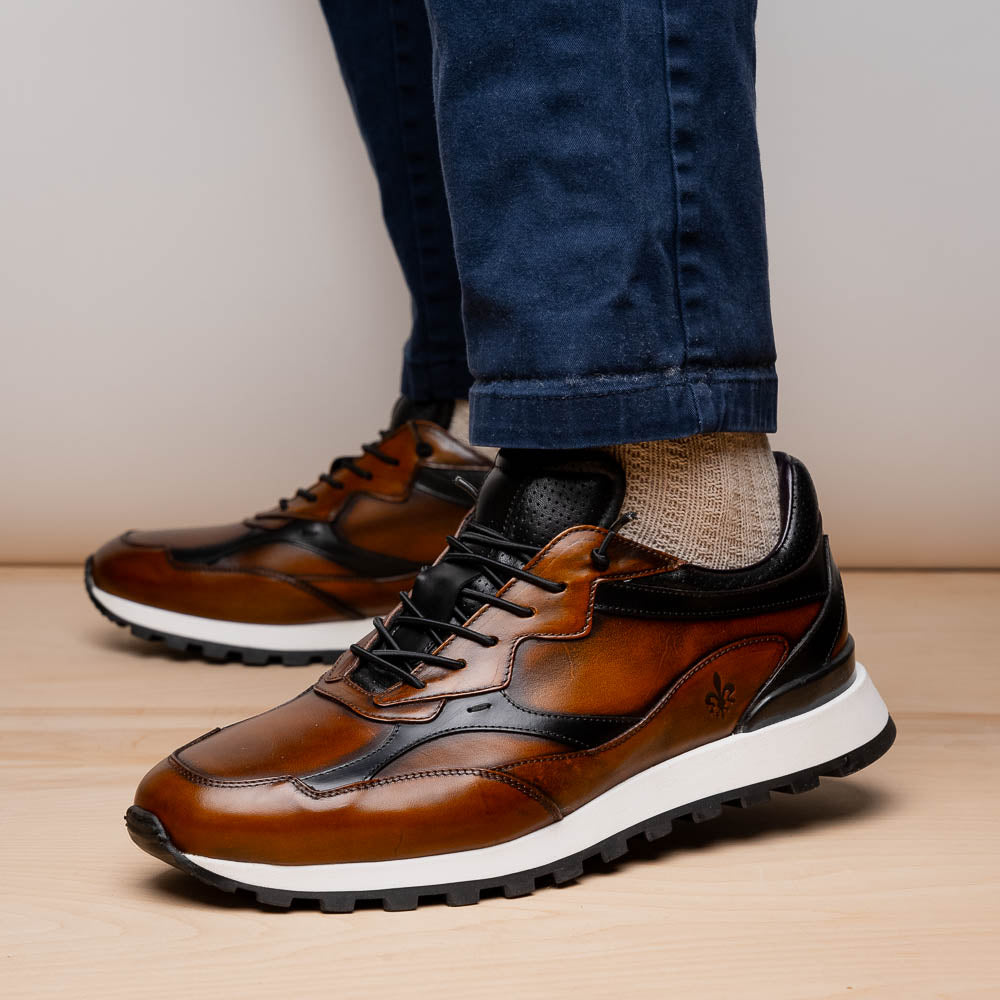 65-355-BRN BRAVO Hand Finished Trainer Cognac / Black