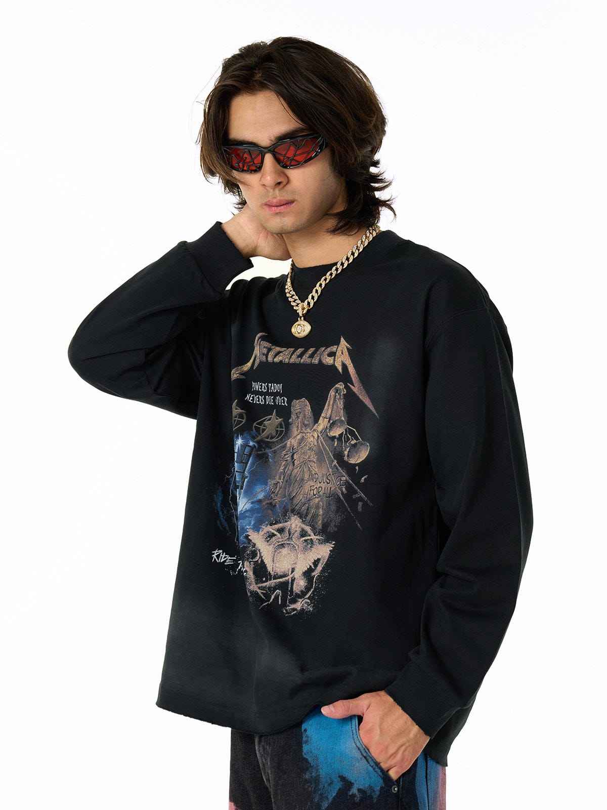 Long Sleeve Metallica Distressed