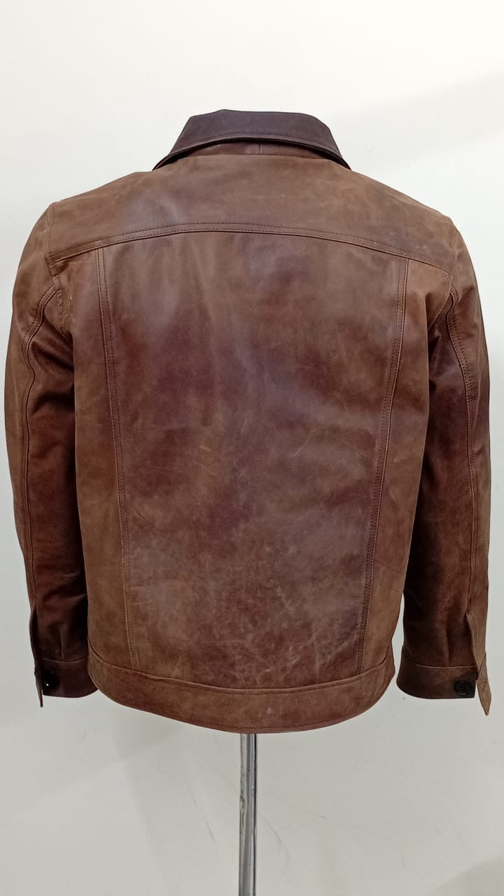 Men's Distressed Brown Nubuck Cowhide Mechanic's Jacket