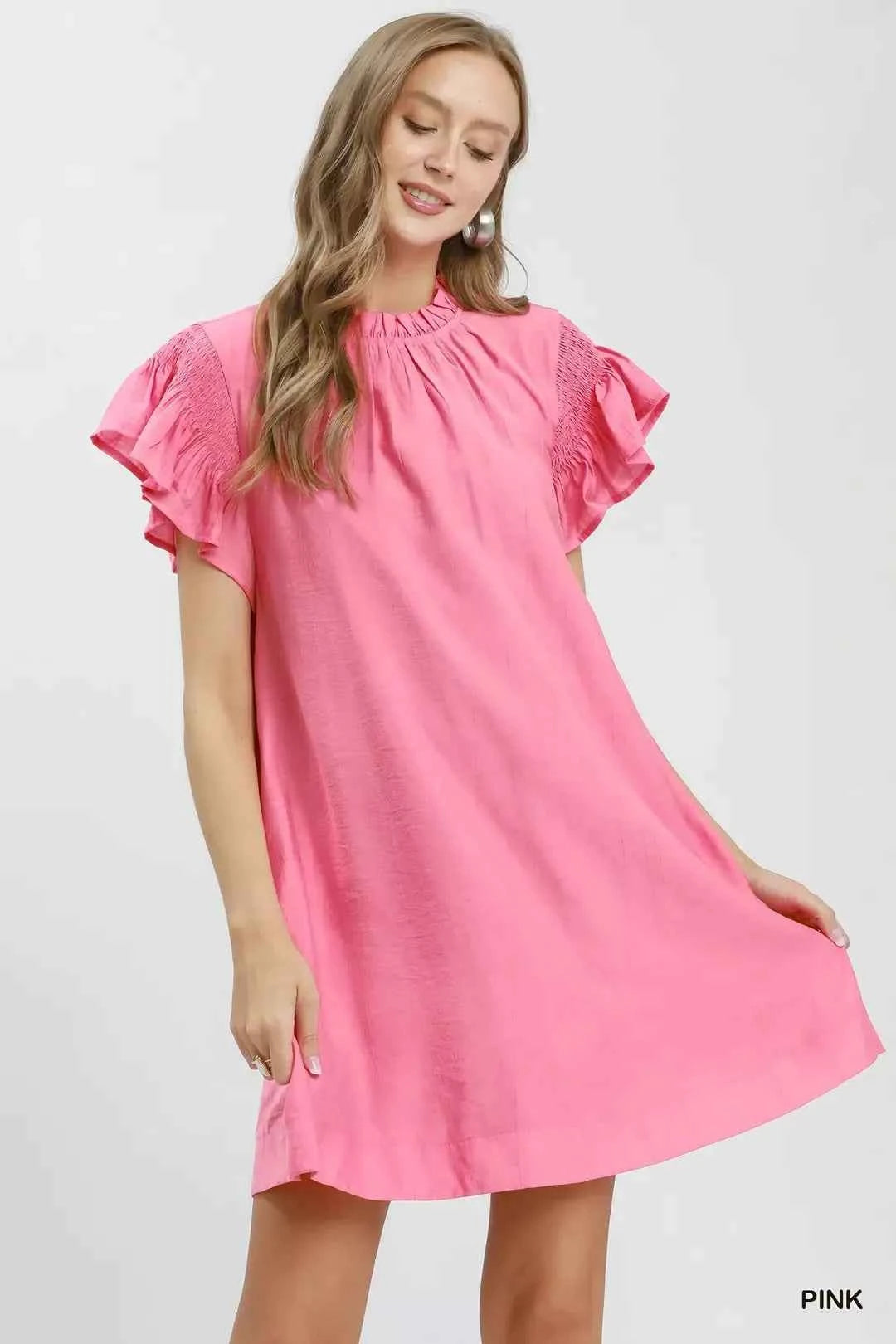 Umgee Ruffle Flutter Sleeve Dress