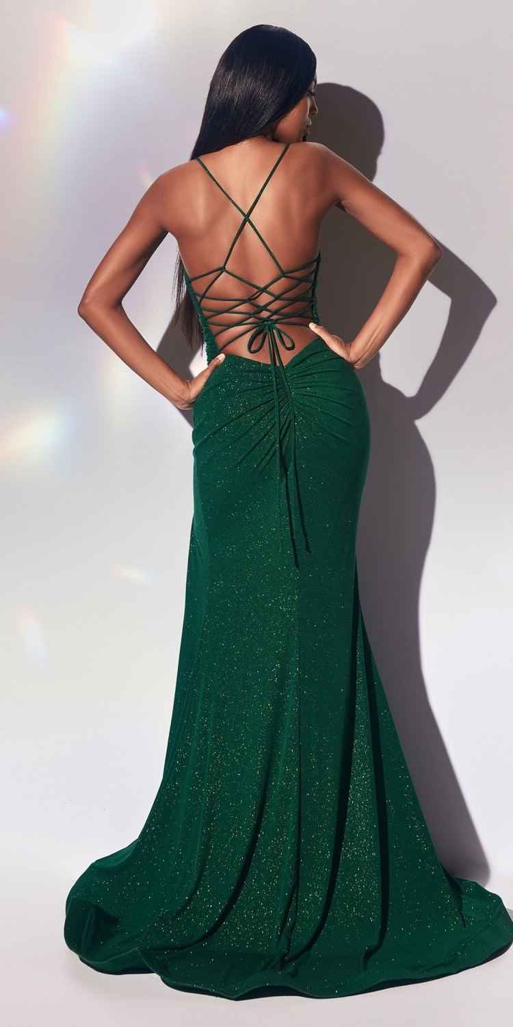 Cinderella Divine CC2162 Floor Length Formal Sparkly Stretch Fit Lace Up Gown