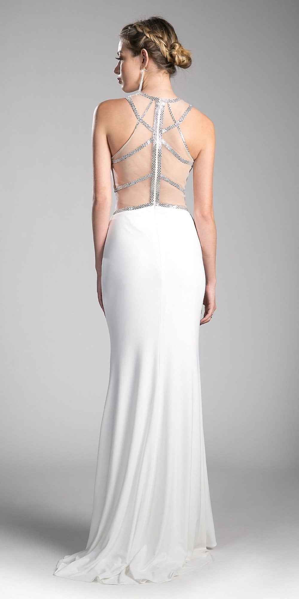 Cinderella Divine CD0115 Formal Gown Sheer Cut-Out Bodice with Slit