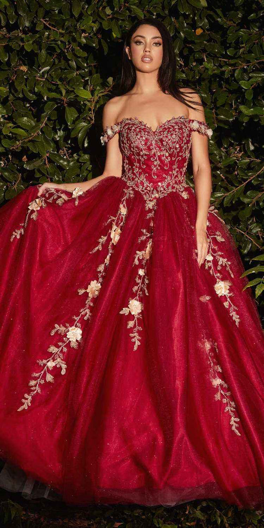 Cinderella Divine CD0185 Off The Shoulder Layered Tulle Ball Gown