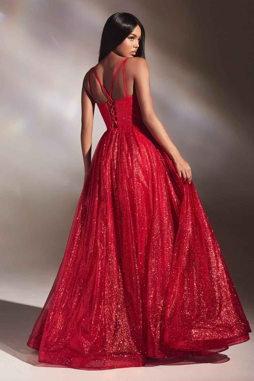 Cinderella Divine CD996 Floor Length A-line Glitter Ball Gown