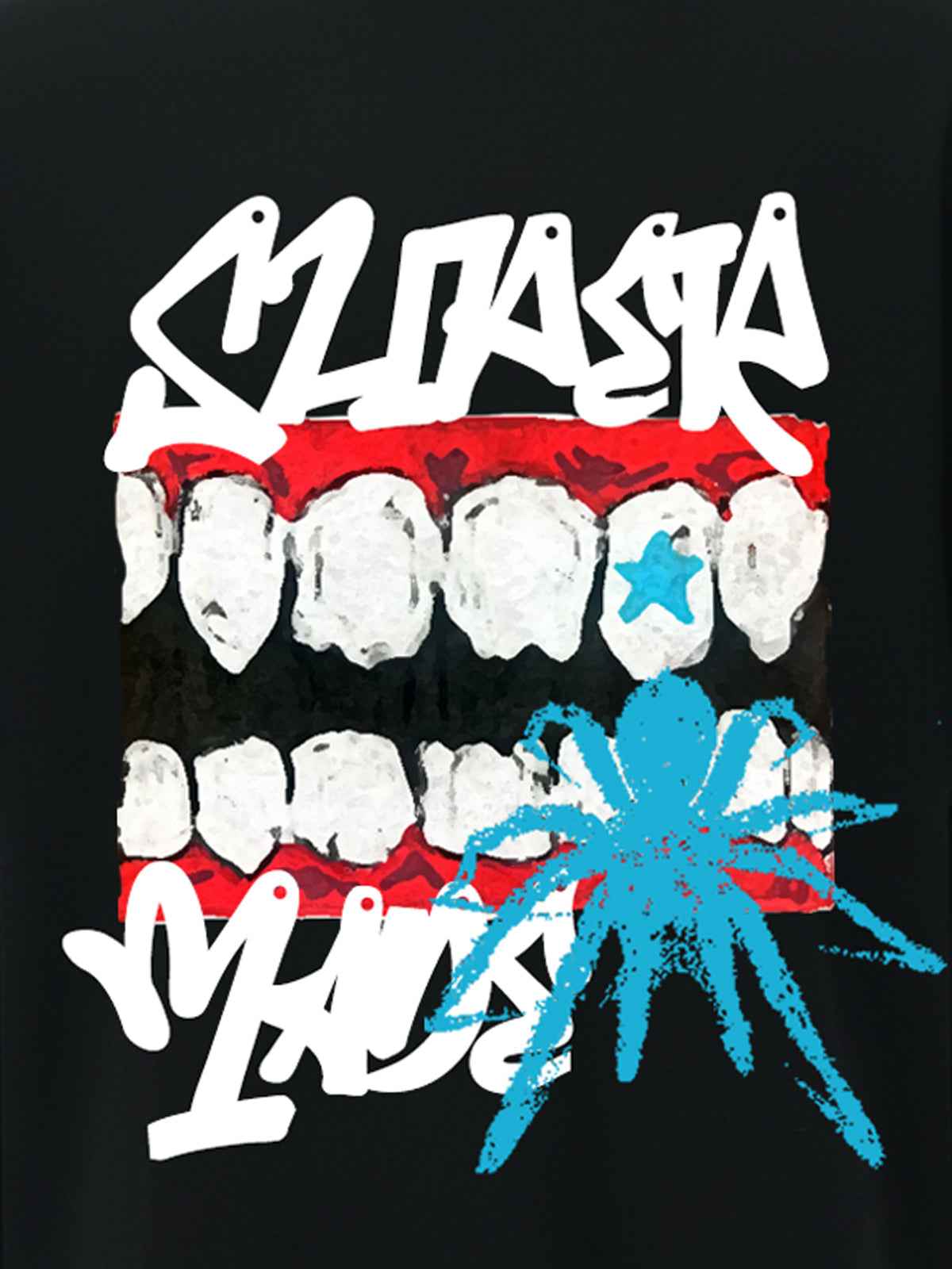 Distressed Graffiti Mouth Graphic T-Shirt