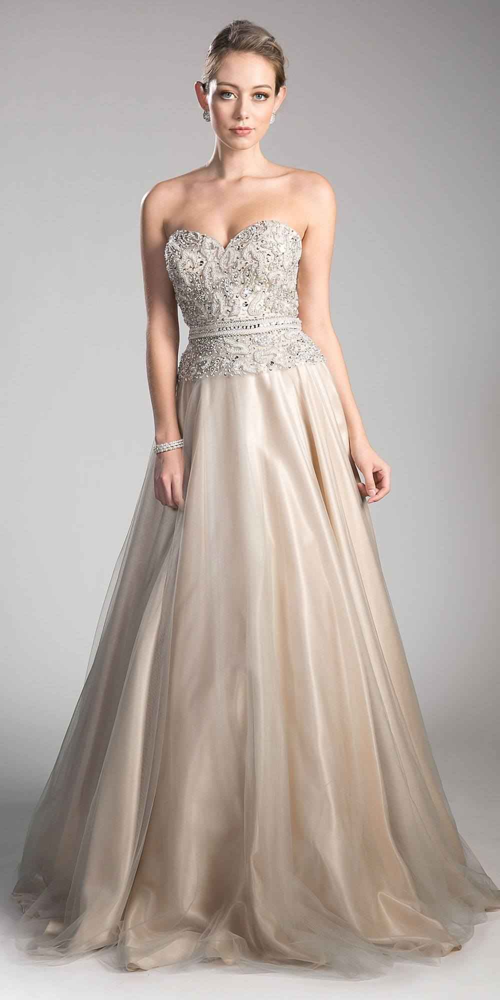 Cinderella Divine CE0004 Bead Embellished Gown Strapless
