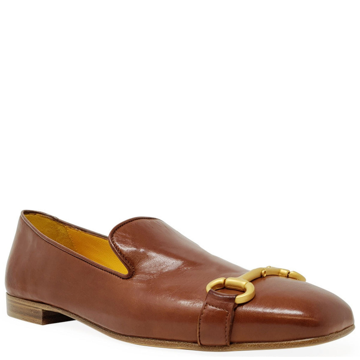 Cognac Leather  Square Toe Loafer - JUSTLUXURY