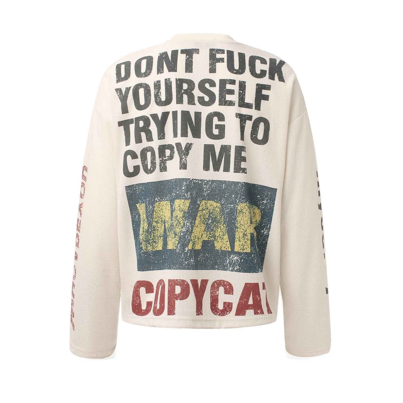 Graphic Print Crewneck | Waffle Knit Sweatshirt