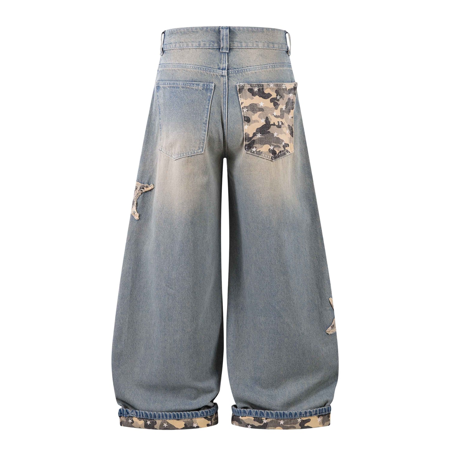 Camo Star Cuffed Denim | Baggy Streetwear Jeans