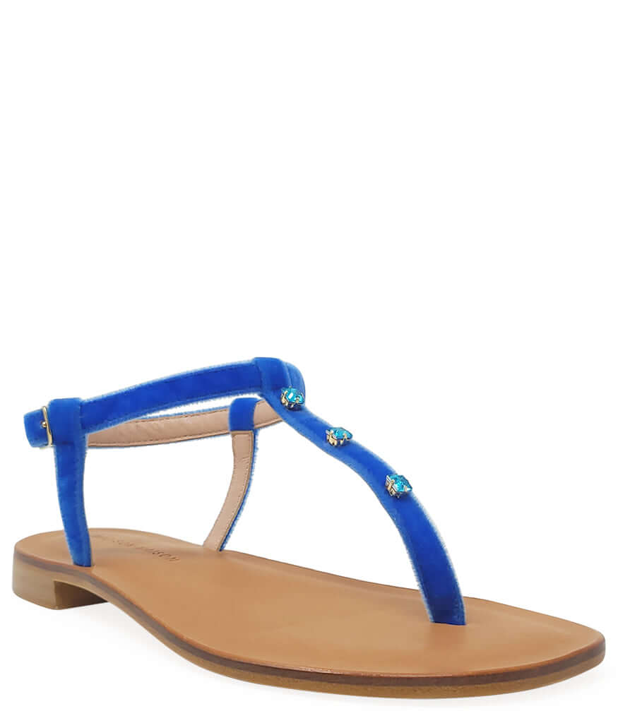 Corn Blue Jeweled Thong - JUSTLUXURY