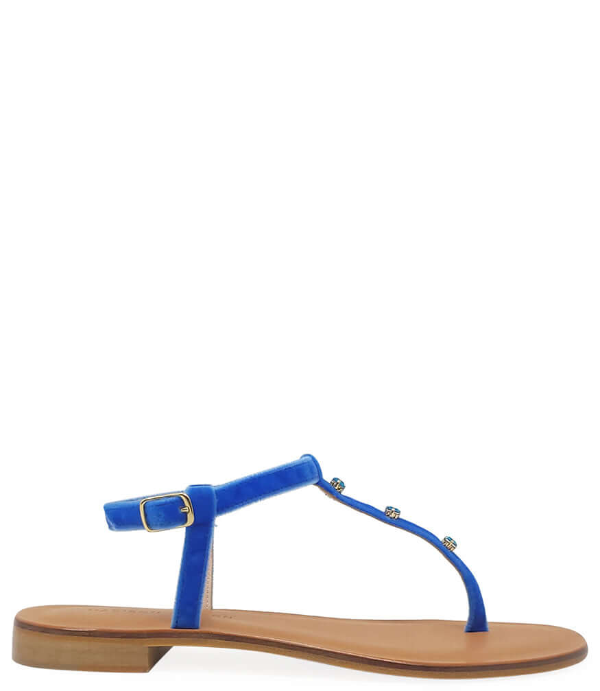 Corn Blue Jeweled Thong - JUSTLUXURY