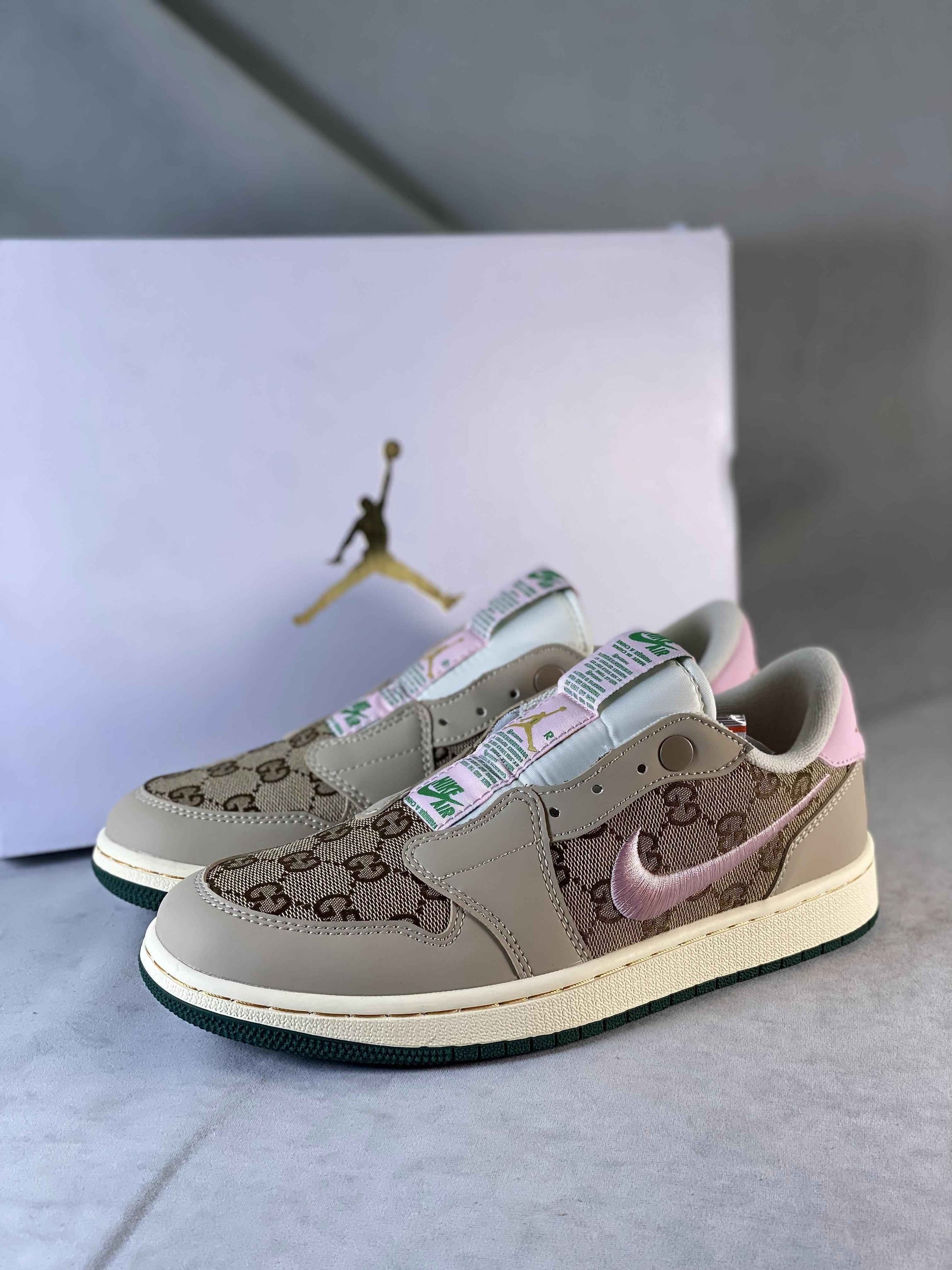 Custom GG x Air Jordan 1 Retro Low Slip AJ1 AV3918-398 SneakerNational