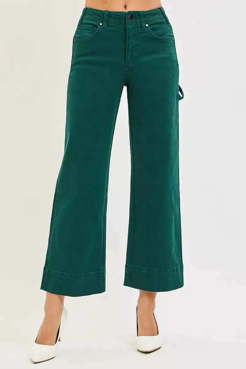 RISEN Tummy Control High Rise Crop Wide No Waist Band Pants