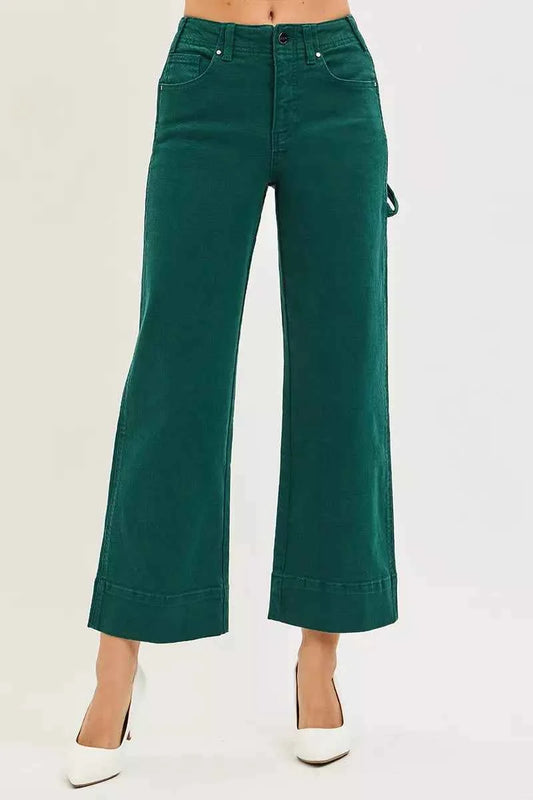 RISEN Tummy Control High Rise Crop Wide No Waist Band Pants