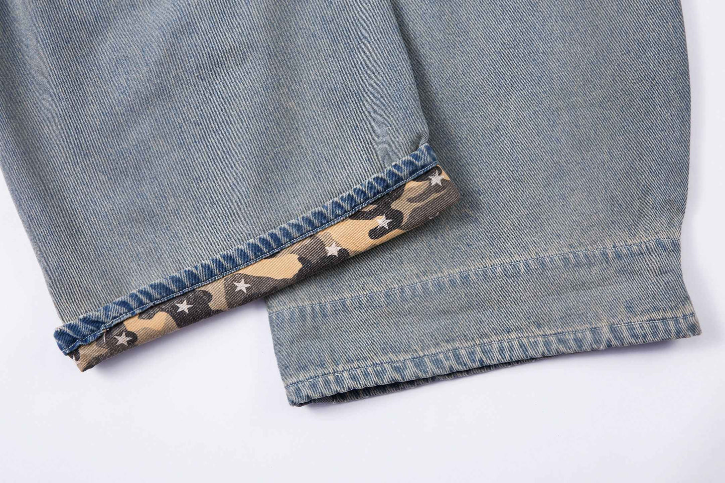Camo Star Cuffed Denim | Baggy Streetwear Jeans