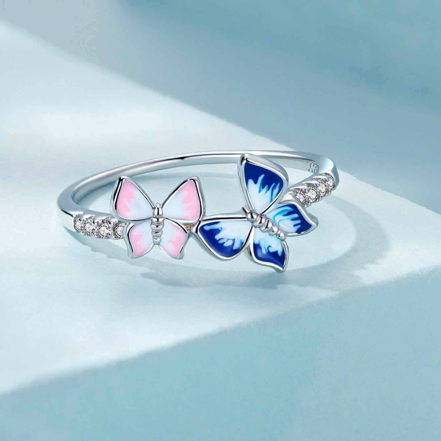 925 Sterling Silver Enamel Plated Ring Size 6 for Women