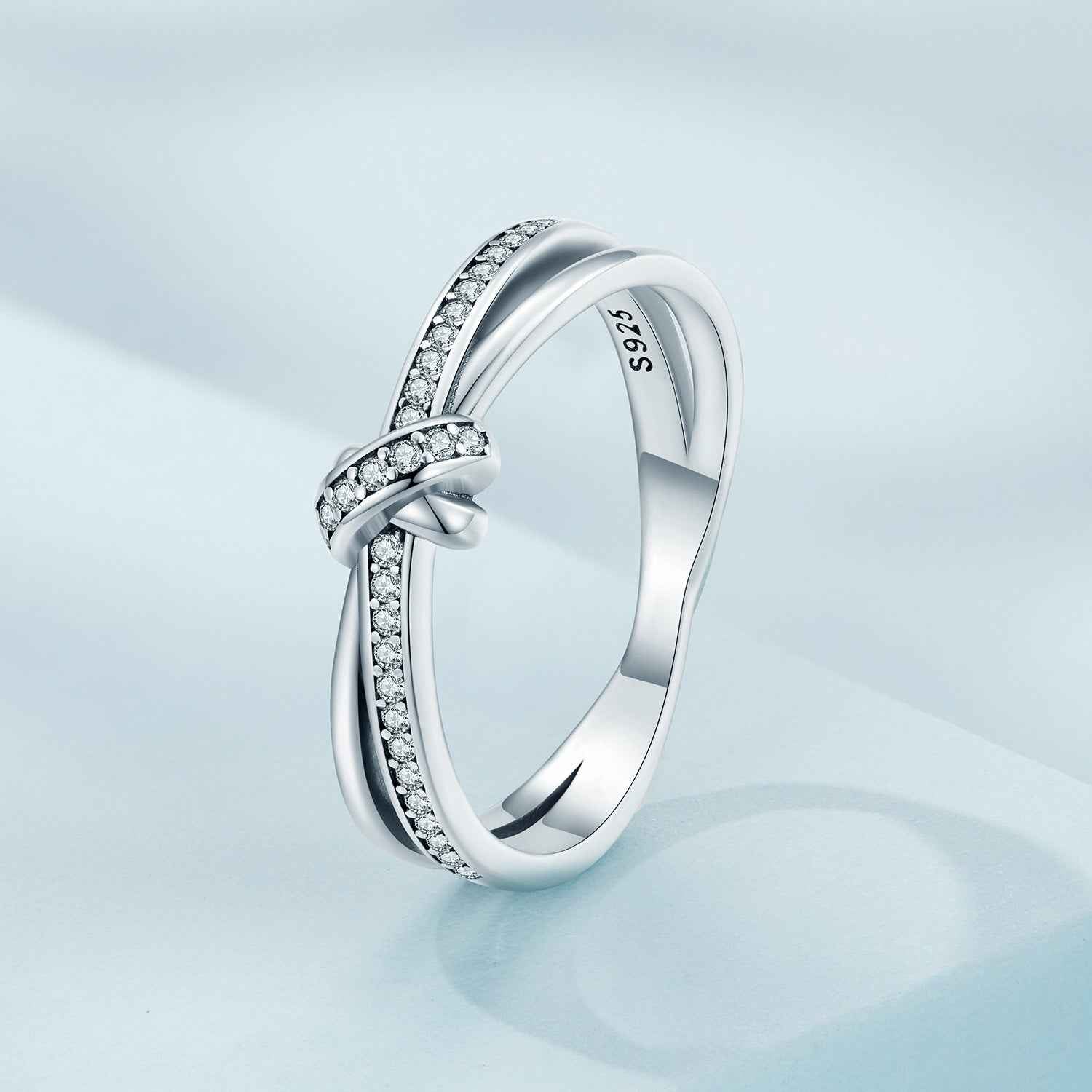 S925 Sterling Silver Oxidized Pavé Setting CZ Ring Size 6 for Women