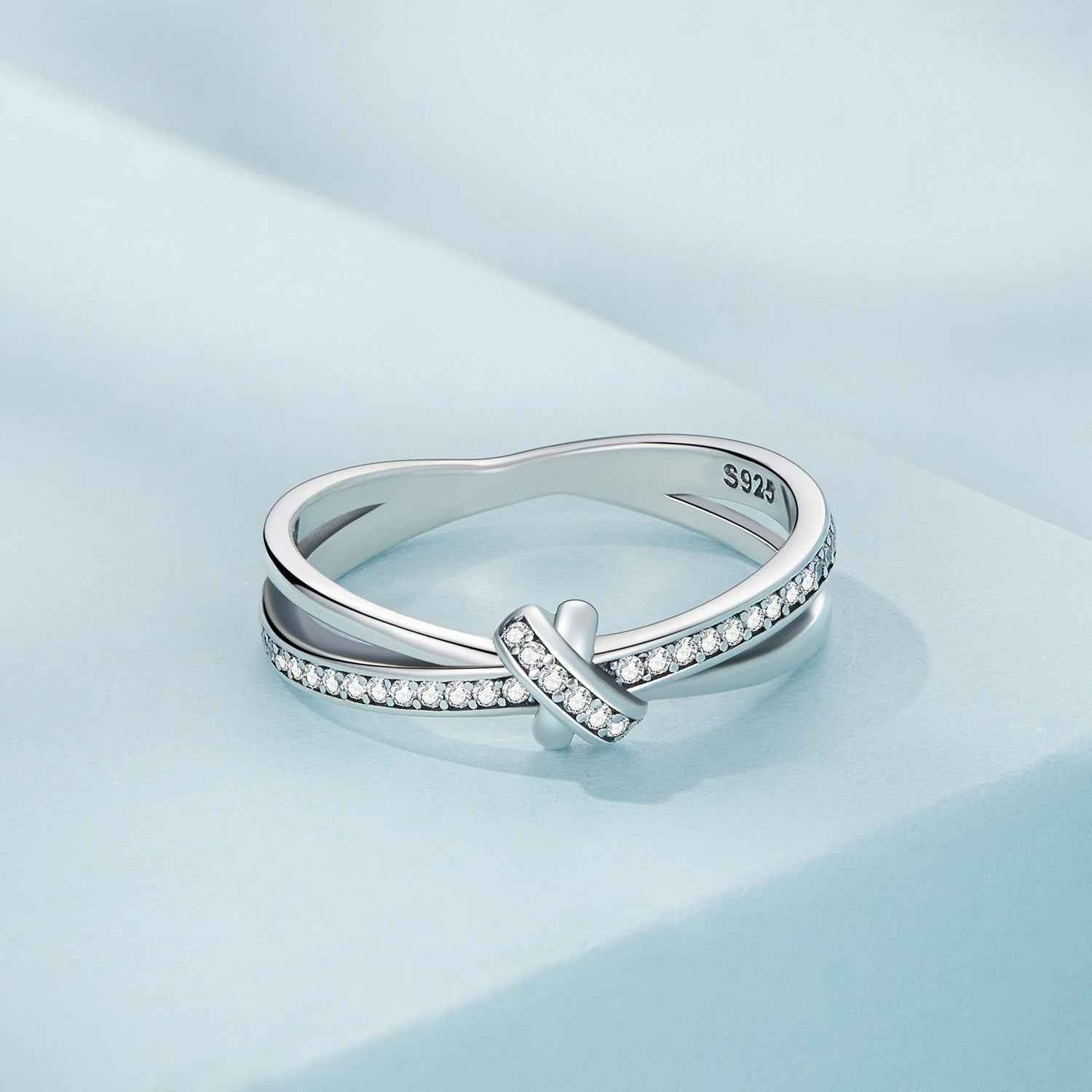 S925 Sterling Silver Oxidized Pavé Setting CZ Ring Size 6 for Women