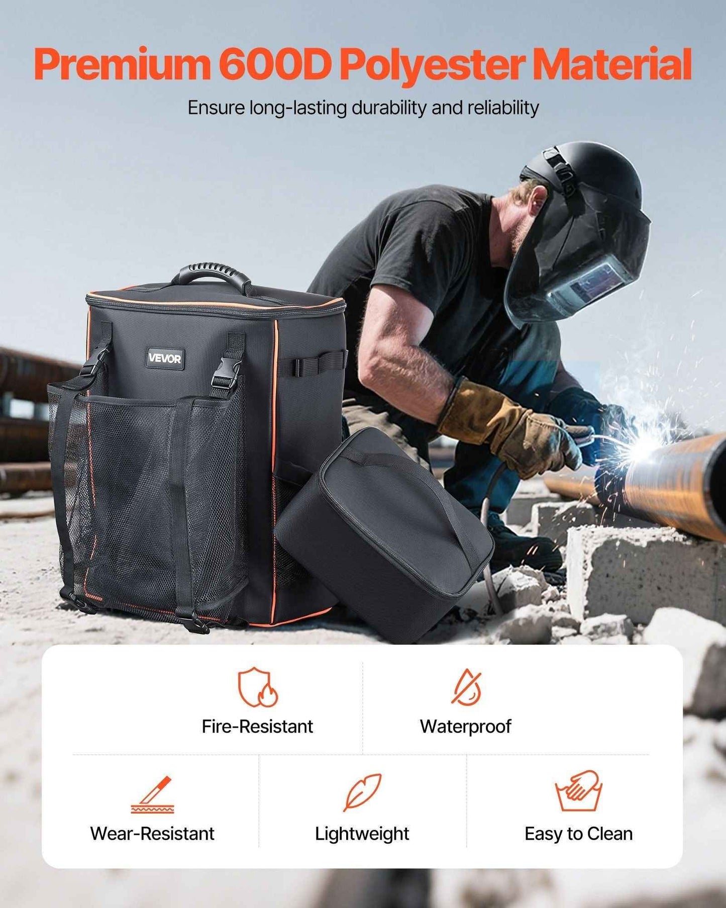 35.6L Welding Backpack 600D Polyester Welder Backpack for Tools and Helmet