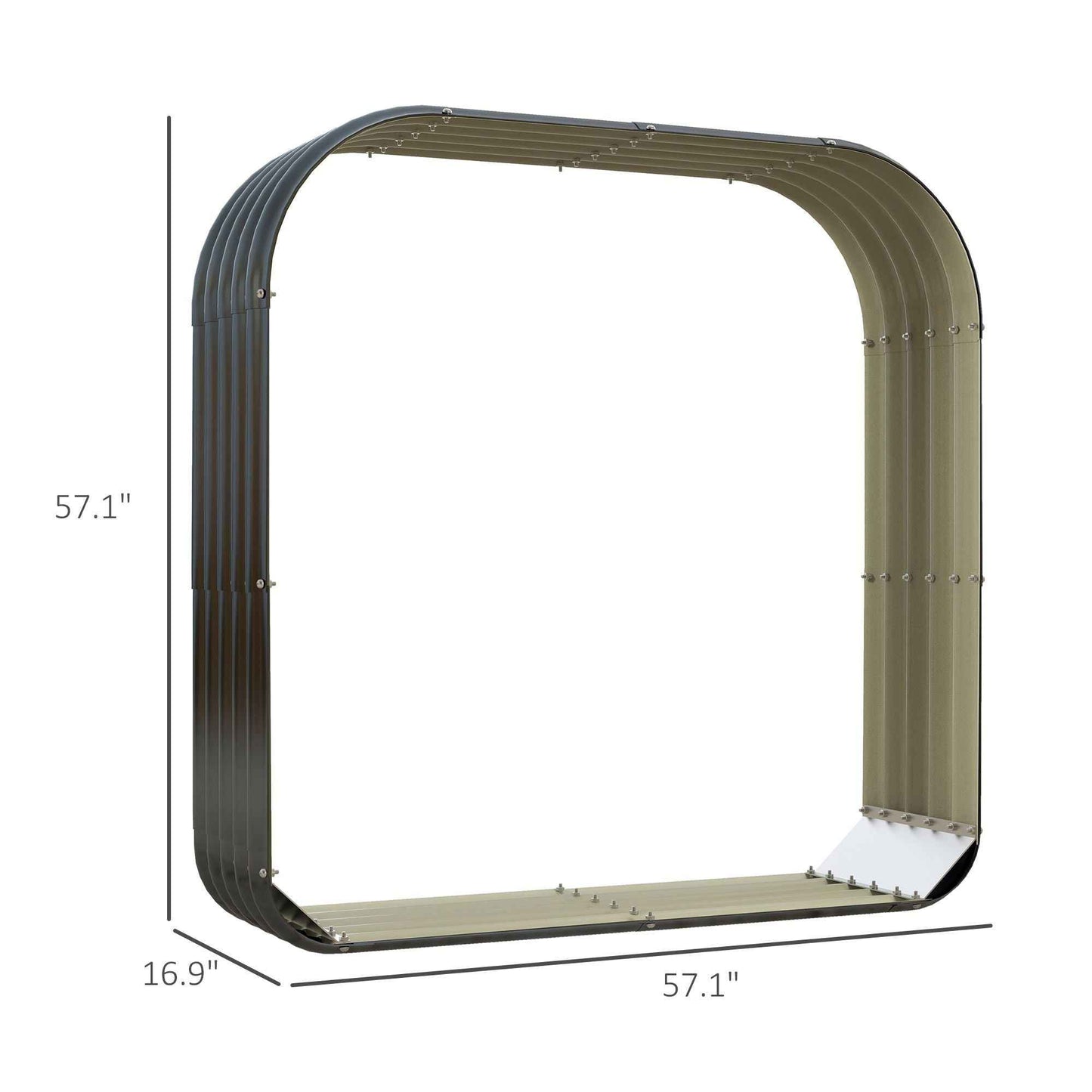 Outsunny Wood Shed Galvanized Steel Firewood Storage Rack with Rubberized Edge for Safety, 4.7' x 1.4' x 4.7'