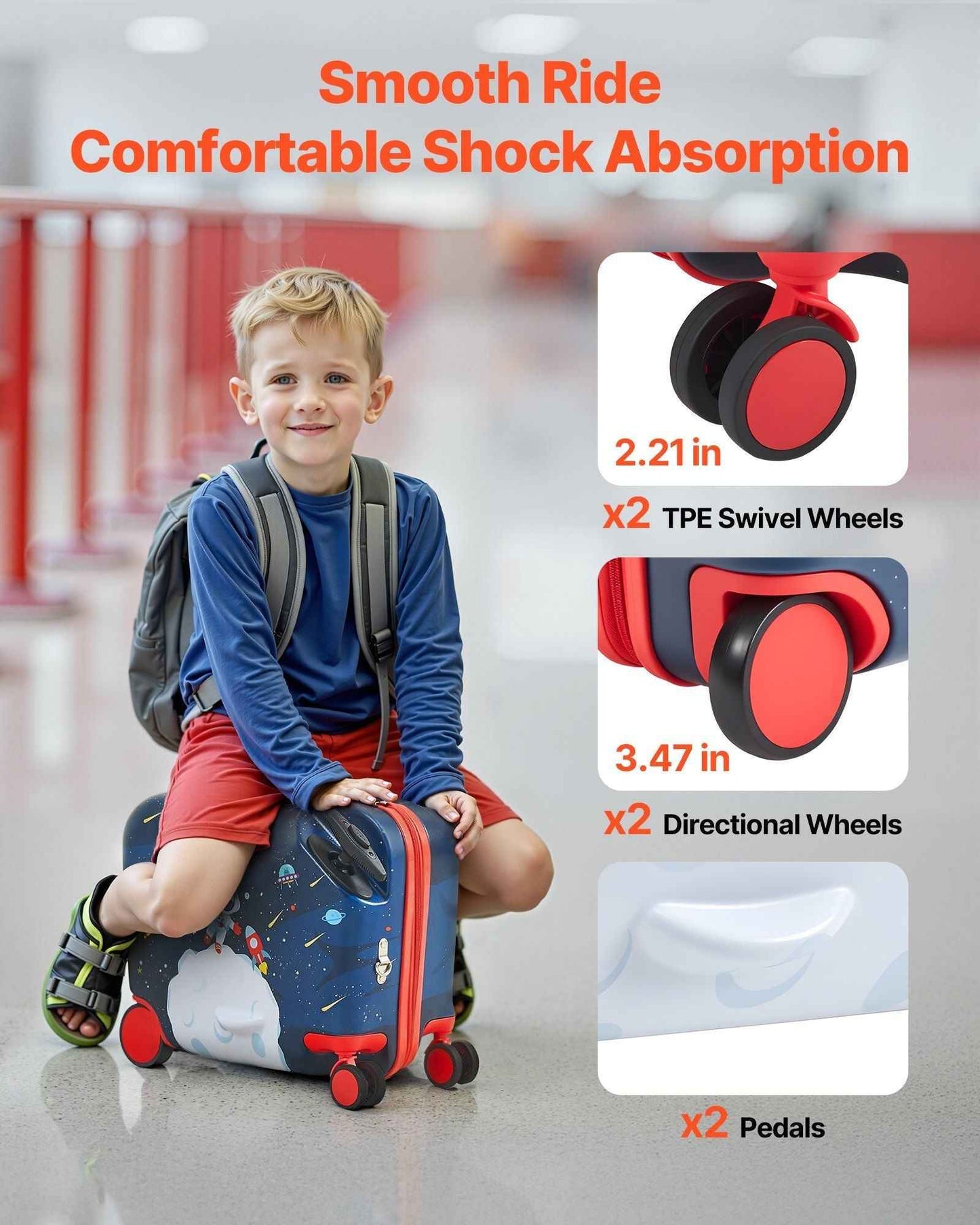 Ride-on Luggage 18-inch Lightweight Kids Scooter Suitcase with Wheels