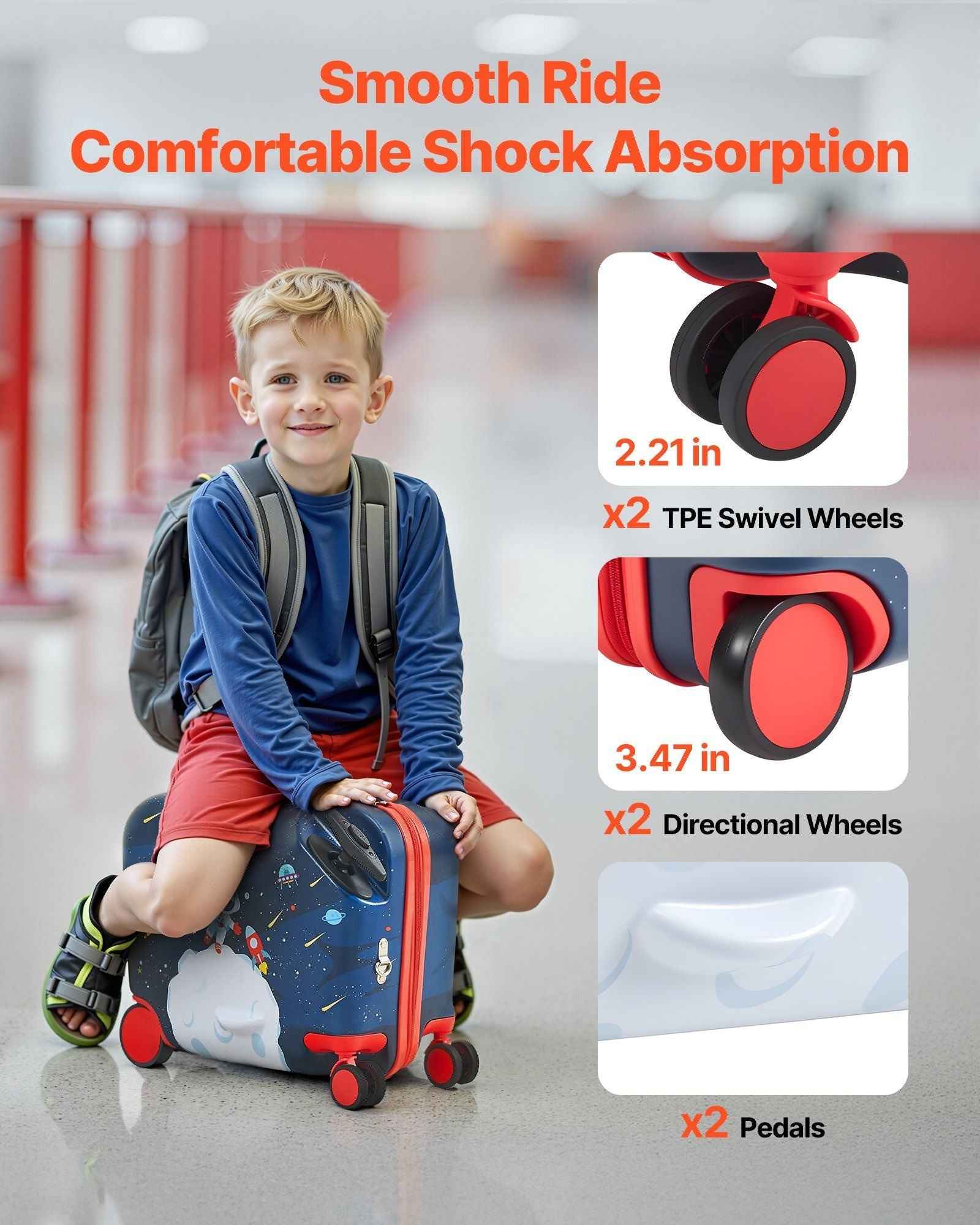 Ride-on Luggage 18-inch Lightweight Kids Scooter Suitcase with Wheels