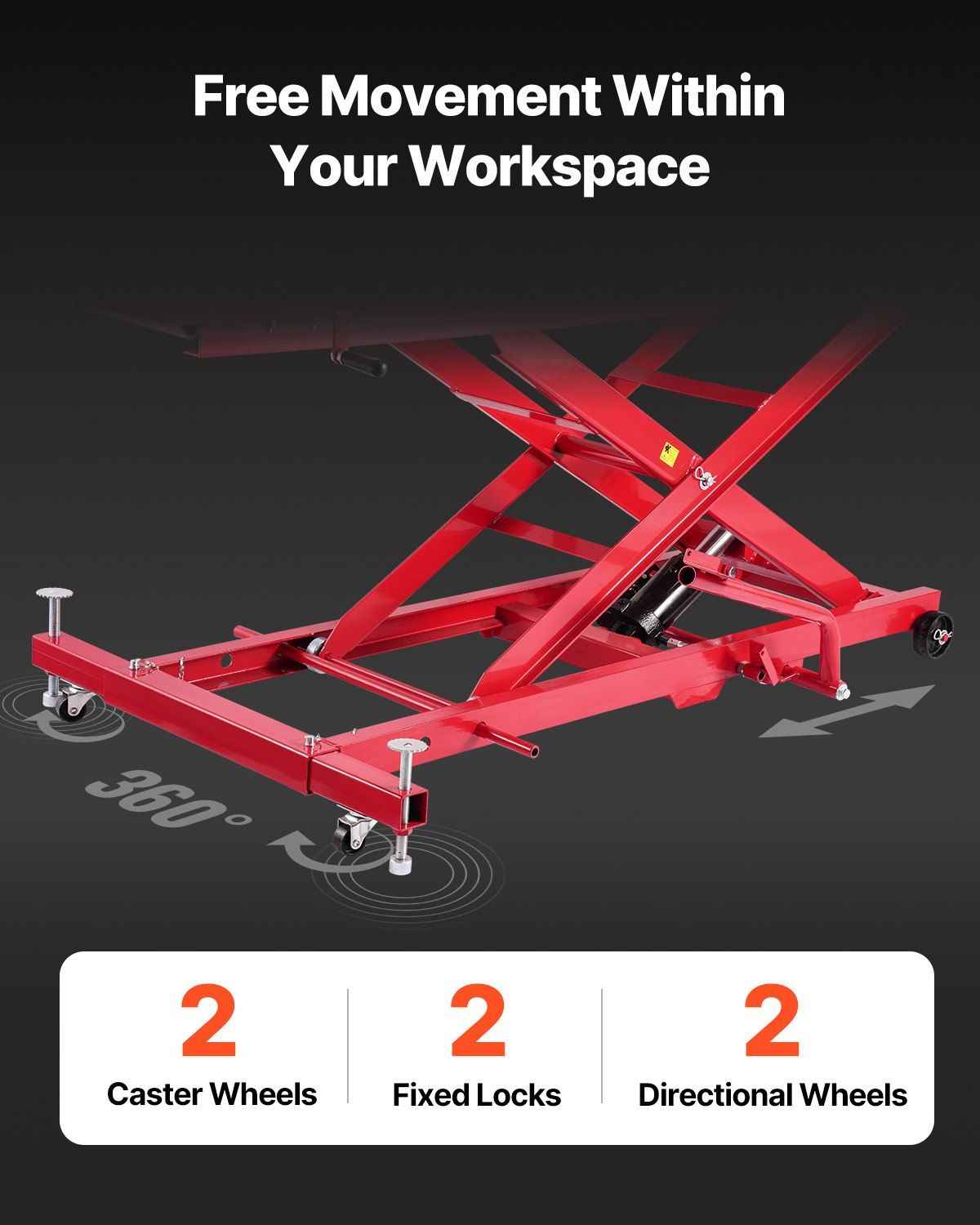 Motorcycle Lift Table, 1000lbs Weight Capacity, 360° Flexible Moving Motorcycle Jack Stand, 8.6-31 in Height Range, Heavy Duty Bike Repair Stand with Security Lock for ATVs, Dirt Bike