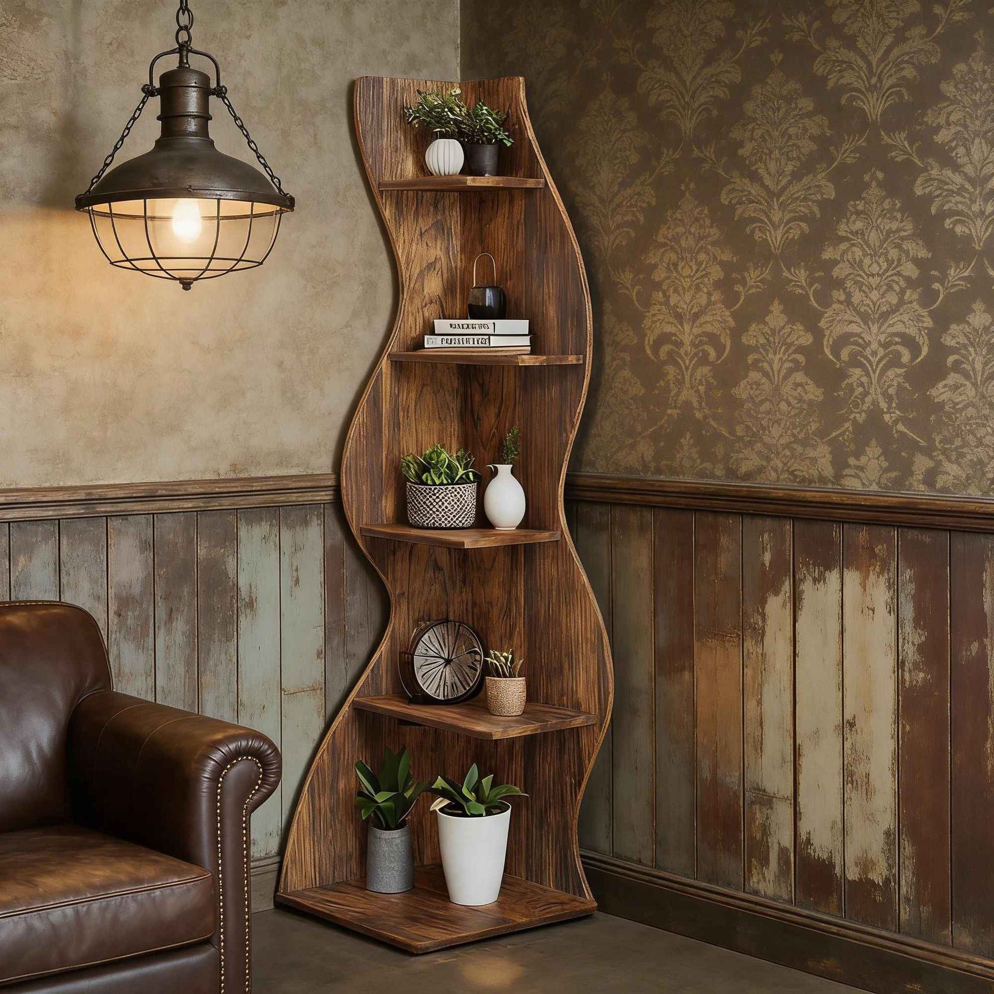 Modern Wall Corner Bookshelf Bookcase