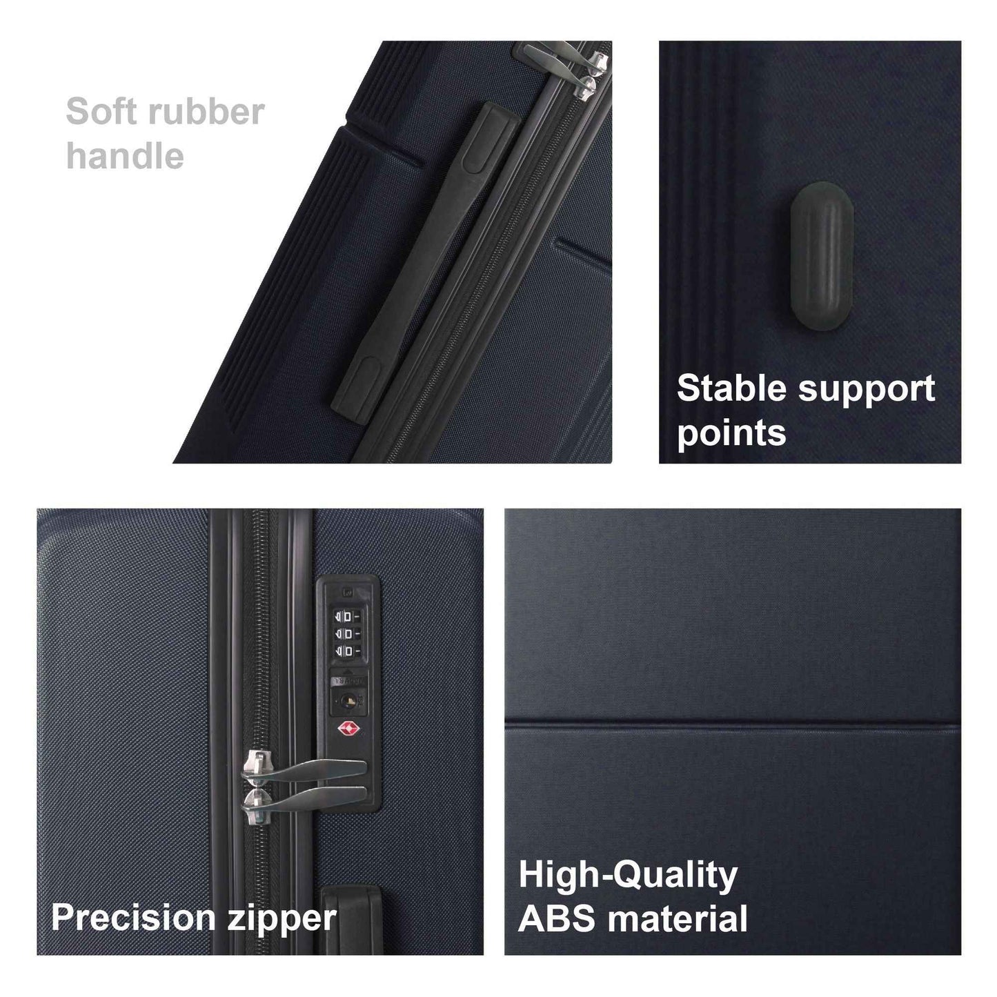 BLUE 3-Piece Premium ABS Luggage Set-20", 24", and 28" Suitcases with Multi-Position Handle, Silent Spinner Wheels, and TSA-Approved Lock-Durable, Stylish, and Spacious Travel Gear