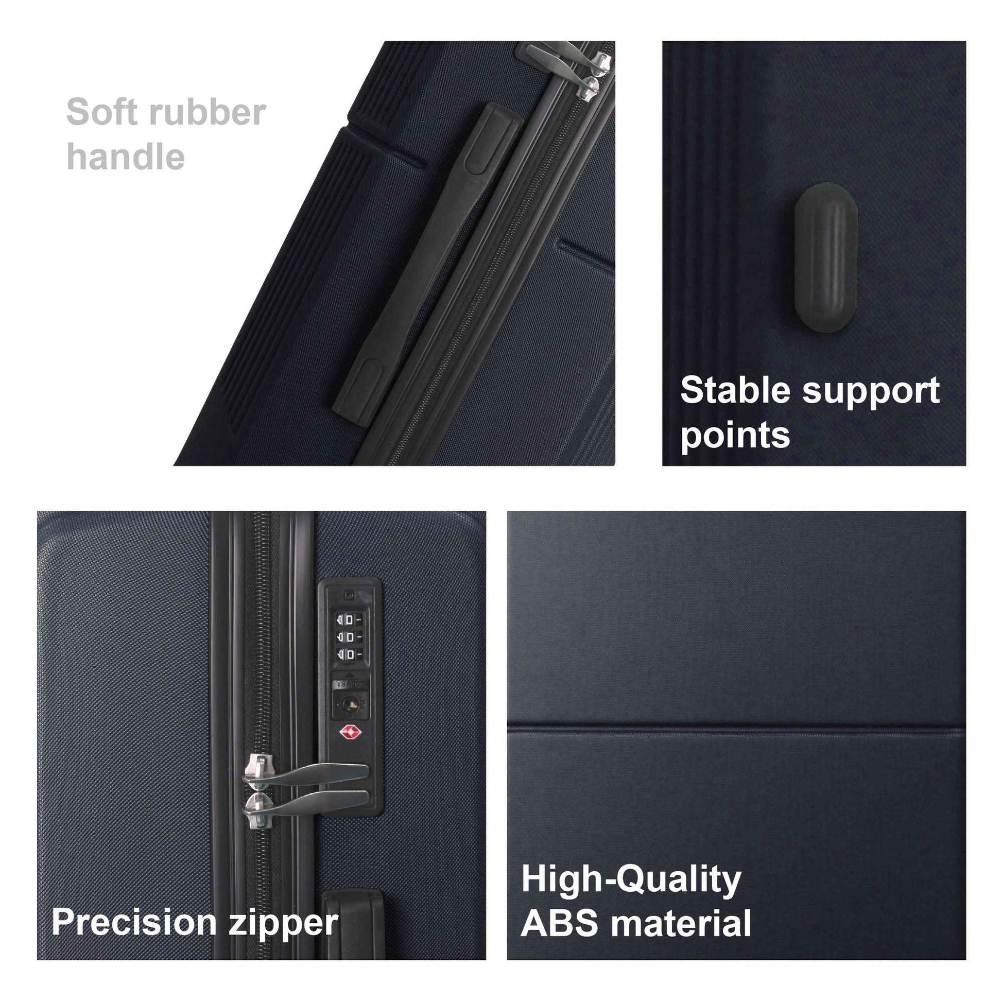 BLUE 3-Piece Premium ABS Luggage Set-20", 24", and 28" Suitcases with Multi-Position Handle, Silent Spinner Wheels, and TSA-Approved Lock-Durable, Stylish, and Spacious Travel Gear