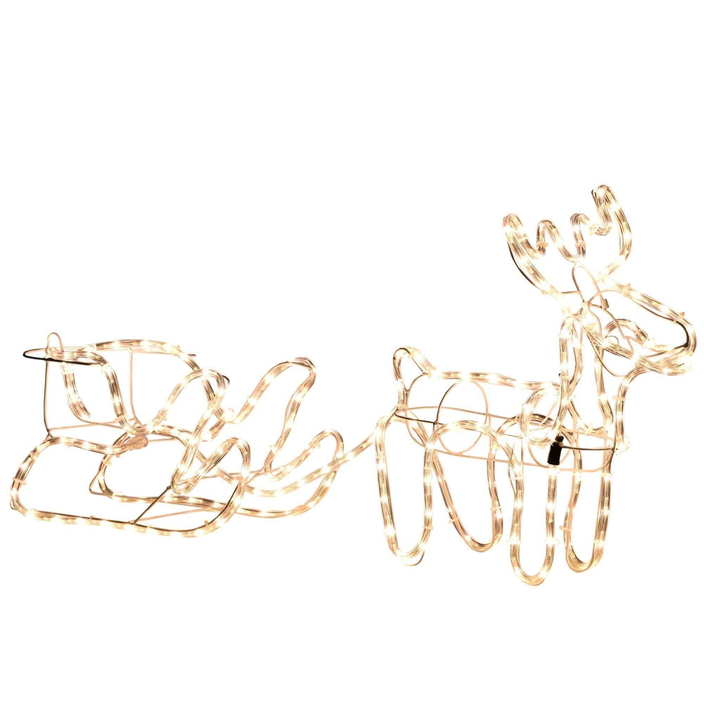 Outsunny LED Christmas Reindeer and Sleigh Decoration 35 Warm White Lights Steel Frame for Yard Indoor Outdoor