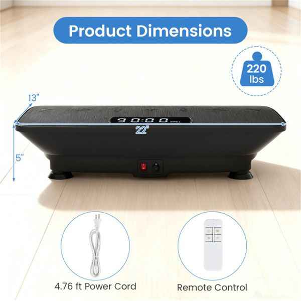 Black Full Body Vibration Plate Exercise Machine, 10 Adjustable Speed Levels with Remote Control & Music Function, 440LBS Weight Capacity