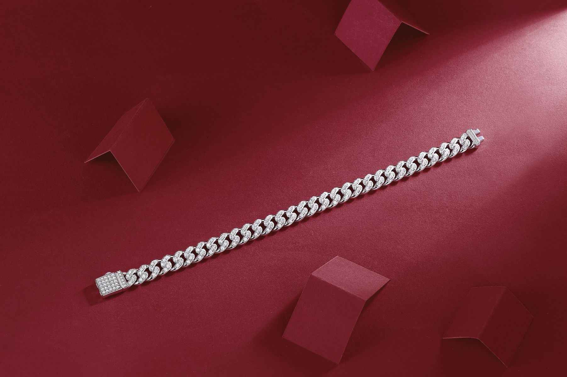 Light of Faith - A fashionable jewelry bracelet and bracelet for men, set with Moissanite S925 sterling silver and Platinum-plated diamond