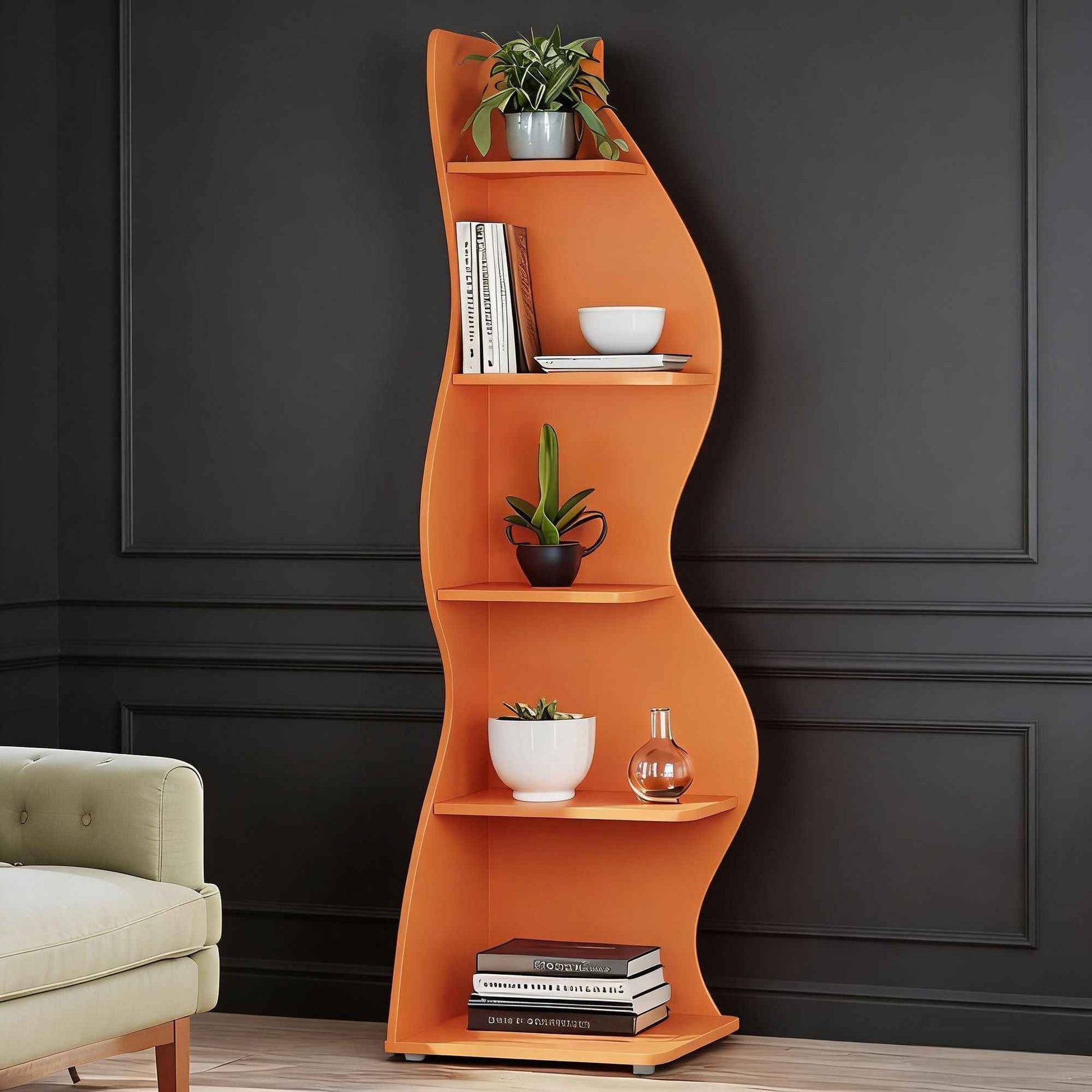 Modern Wall Corner Bookshelf Bookcase